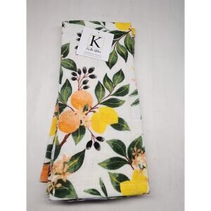 White color with fruit/leaves Kitchen Towels - Set of 2